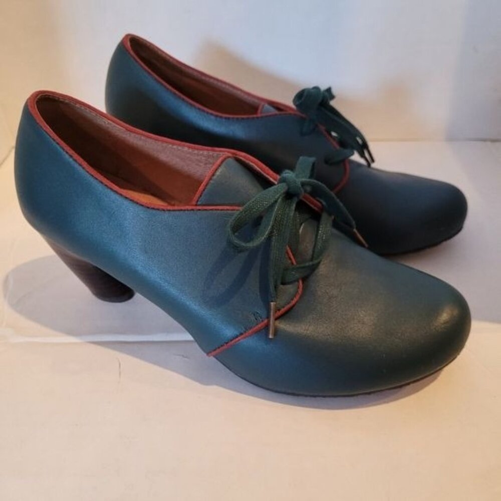 Womens retro Esska Heels Shoes Green Victorian Size 38 7  Renaissance